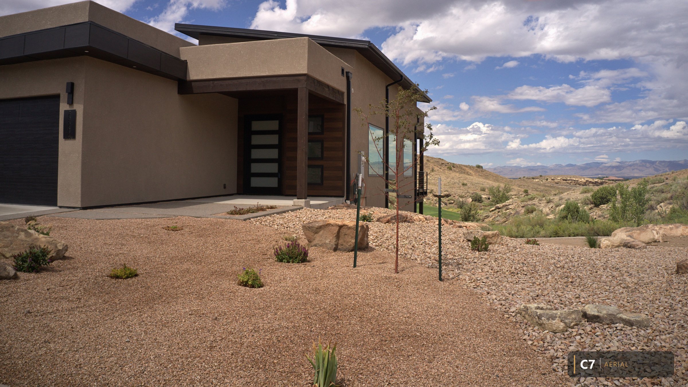 A contemporary home in its Western Colorado setting, photographed by C7 Aerial
