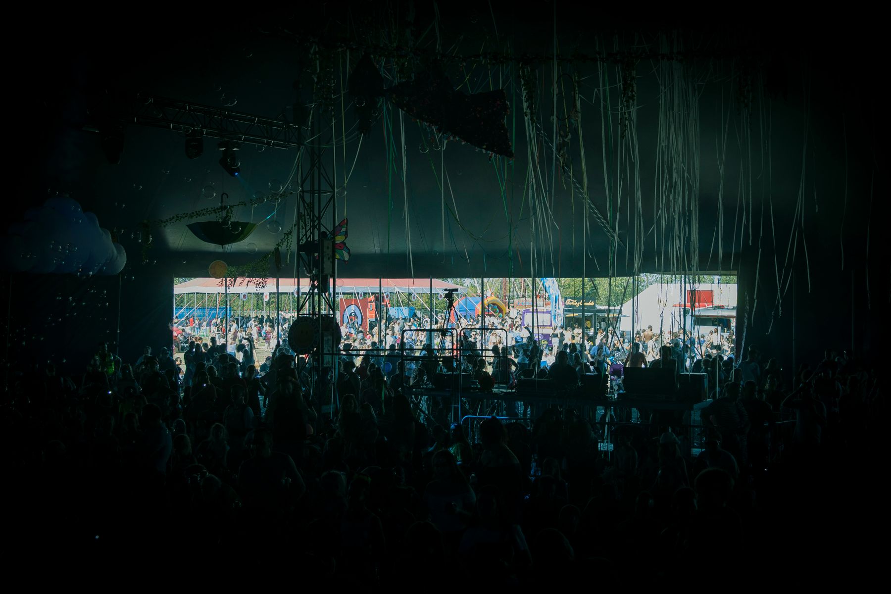 Crowd gathered at an outdoor music festival